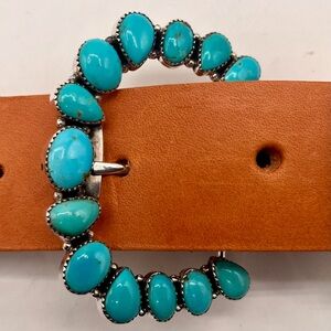 Amazing Ranger " C "sterling silver and turquoise belt buckle.